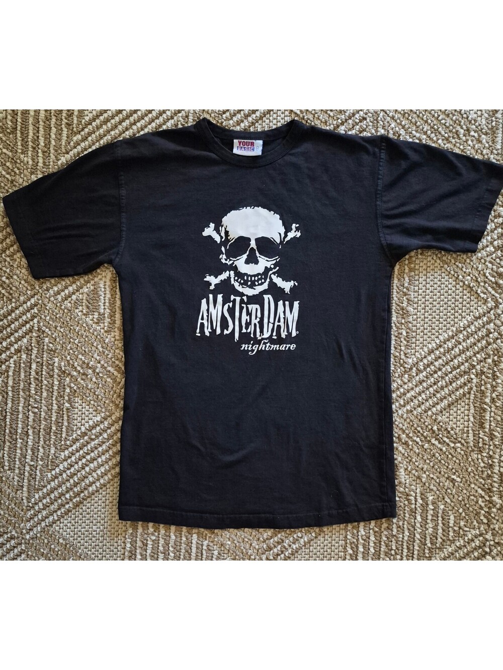 VTG 90s Amsterdam Nightmare Skull Tee Rare Euro Tag Hardcore Techno Rave Shirt M
